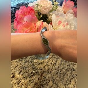 Vintage  hand made Pewter unique Design Bangle Bracelet